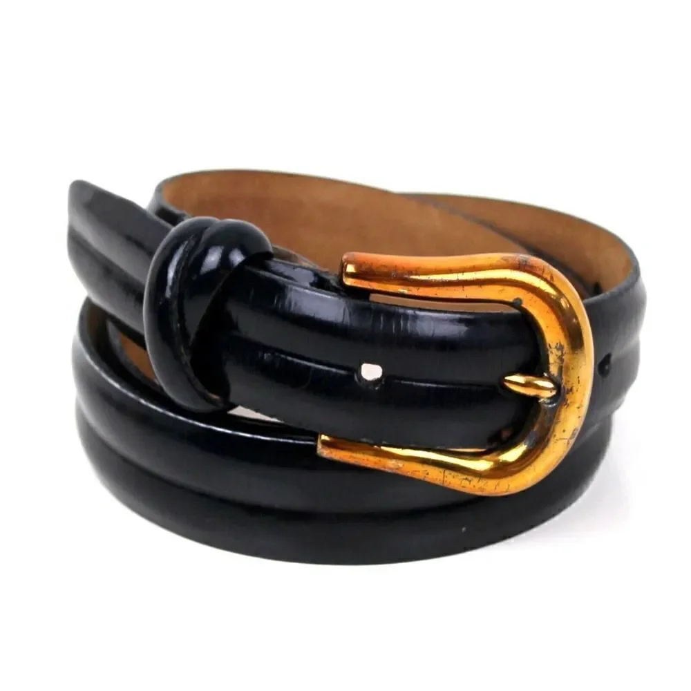 VTG BLACK GENUINE LEATHER 1 1/8